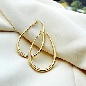 TEARDROP HOOP Earrings Plated 18k Gold